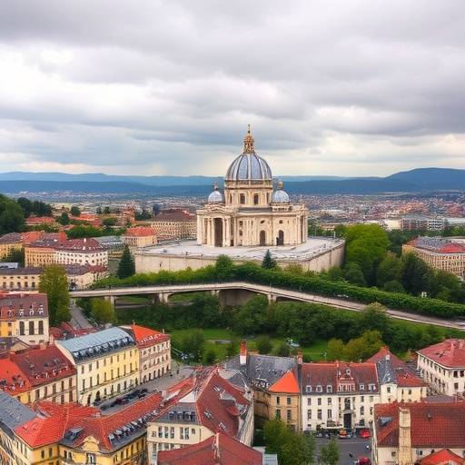 Drone en vol au-dessus de Lyon avec vue sur la basilique de Fourvière